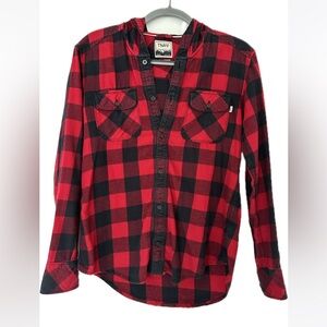 TNA Buffalo Check Hooded Flannel Boyfriend Fit